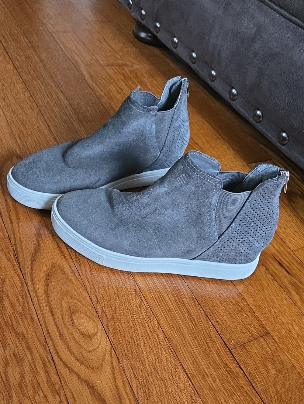 Gray Suede Slip-On Wedge Sneakers - Women By INC